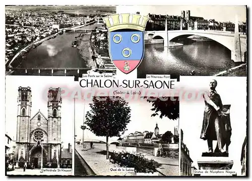 Moderne Karte CHALON SUR SAONE quai cath�drale pont