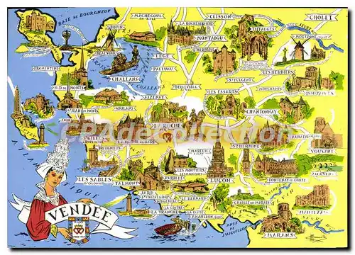 Cartes postales moderne VENDEE carte touristique