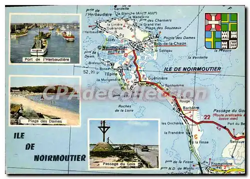 Cartes postales moderne Ile de Noirmoutier port de l'Herbaudiere plage des dames passage du Gois