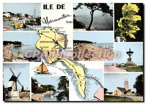 Moderne Karte Ile de Noirmoutier carte touristique Herbaudiere �glise Sableaux