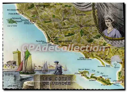 Cartes postales moderne Les Cotes de Vendee carte touristique