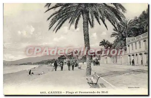 Ansichtskarte AK CANNES Plage et Promenade du Midi