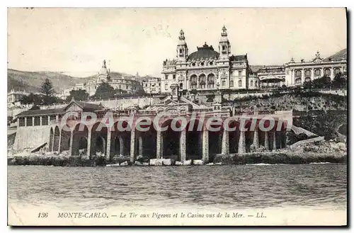 Cartes postales MONTE CARLO Le Tir aux Pigeons et le Casino vus de la mer