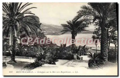 Cartes postales MONTE CARLO Echappee sur la mer vers roquebrune