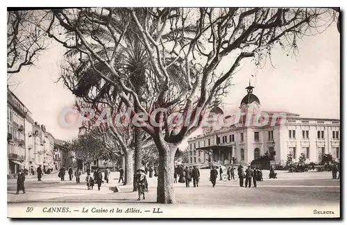 Cartes postales CANNES le casino et les allees