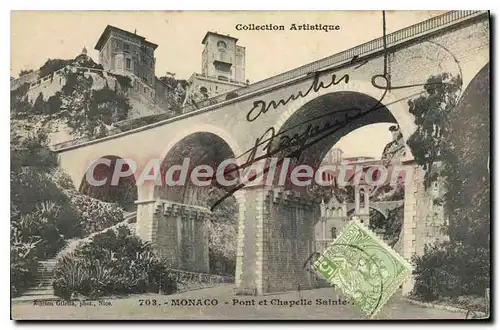 Cartes postales MONACO pont et chapelle sainte