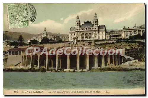 Cartes postales MONTE CARLO le tir aux pigeons et le casino vus de la mer