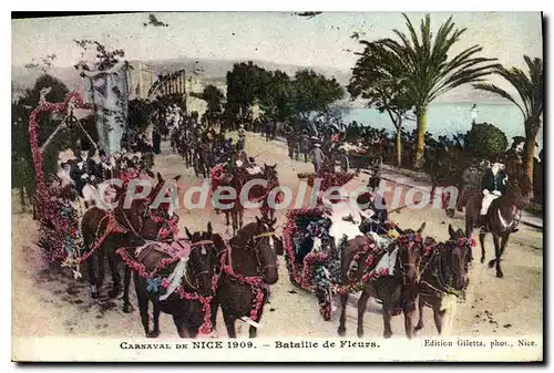 Cartes postales Carnaval de Nice 1909 Bataille de Fleurs