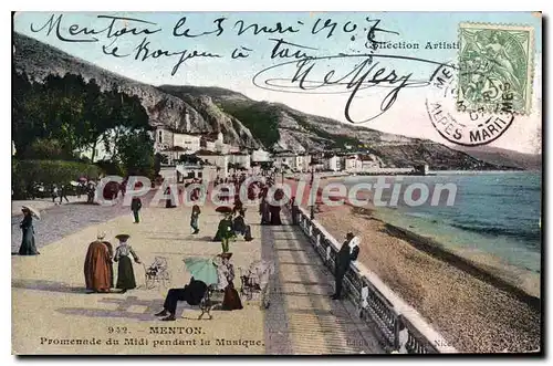 Cartes postales Menton Promenade du Midi pendant la Musique