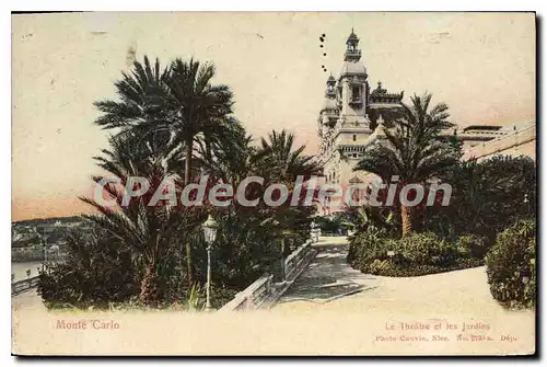 Cartes postales Monte Carlo le theatre et les jardins