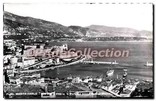 Cartes postales Monte Carlo vue sur la ville et le port la pointe du Cap Martin