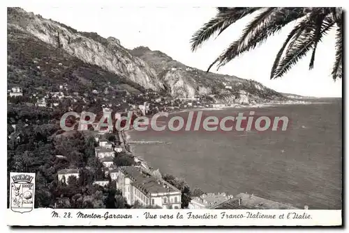 Cartes postales Menton Garavan vue vers la Frontiere Franco Italienne et l'Italie