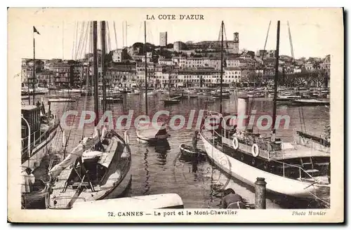 Cartes postales Cote d'Azur Cannes le port et le Mont Chevalier