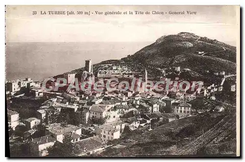 Cartes postales La Turbie vue generale et la Tete de Chien general view