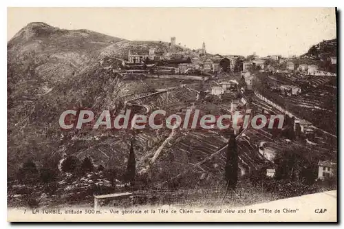 Cartes postales La Turbie Vue generale et la Tete de Chien