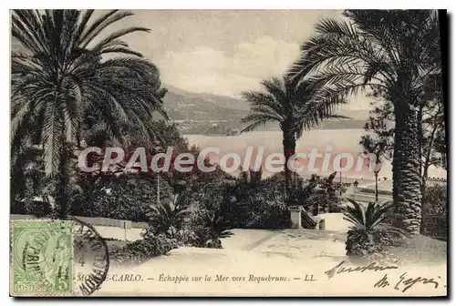 Cartes postales Monte Carlo Echappee sur la Mer vers Roquebrune