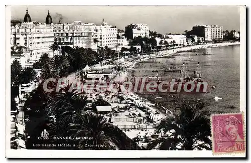 Cartes postales Cannes La Plage Les Grands Hotels de la Croisette