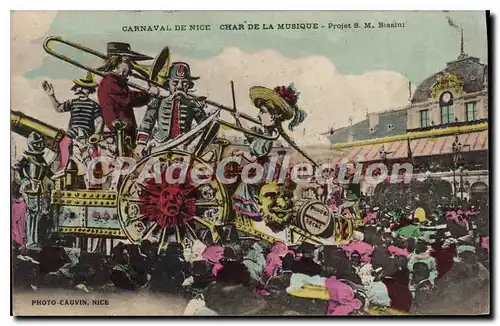 Cartes postales Carnaval de Nice char de la Musique projet S M Biasini