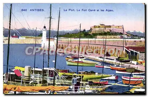 Cartes postales Antibes le Port le Fort Carre et les Alpes