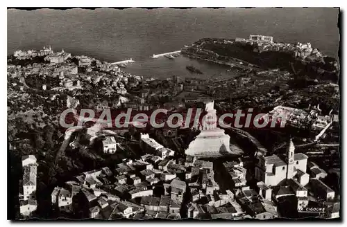Cartes postales En avion sur la Turbie vue generale sur la Turbie la Tour d'Auguste et la Pre de Monaco