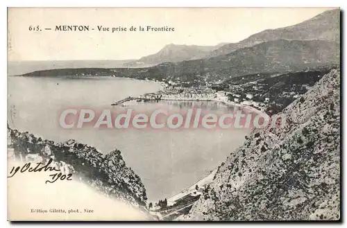 Cartes postales Menton vue prise de la Frontier