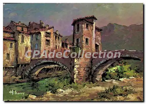 Cartes postales moderne Sospel (A M) Cote D'Azur Le Vieux Pont Peinture de H barry