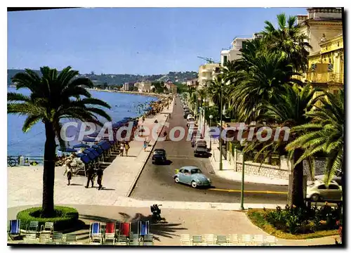 Moderne Karte Menton La Promenade et la Plage de Carnoles (vue prise depuis la Piscine du Casino)