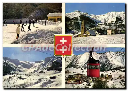 Cartes postales moderne Auron (A M) 1600m 2400m Station d'Hiver et d'Ete La Patinoire La Chapelle Saint Erige (XIIe s)