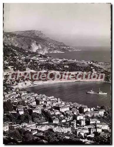 Moderne Karte Villefranche sur Mer Vue generale Au Fond le Cap d'Ail et la Tete de Chien