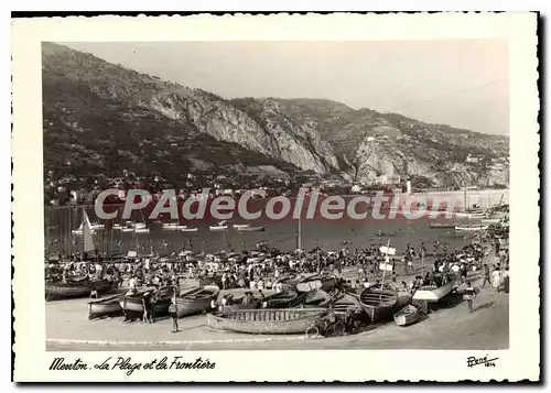 Cartes postales moderne Menton La Plage et la Frotiere