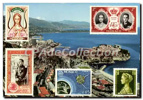 Cartes postales moderne La Principaute de Monaco Vue generale de Monaco et Monte Carlo au Fond le Cap Martin et l'Itali