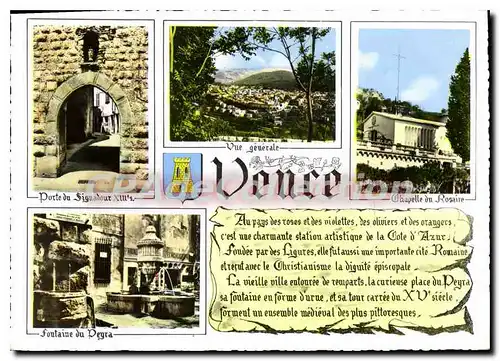 Cartes postales moderne Vence Vue generale Porte du Signadoux XIIIe s Chapelle du Rosaire Fontaine du Peyra