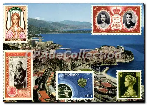 Cartes postales moderne Principaute de Monaco Vue generale de Monaco et Monte Carlo au fond le Cap Martin et l'Italie