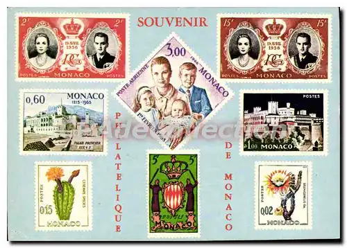 Cartes postales moderne Principaute de Monaco Quelques reproduction de timbres typiquement Monegasque