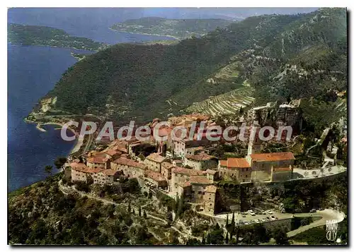 Moderne Karte Eze Village Paysages de France Alpes Maritimes Vue aerienne Le Littoral avec le Cap Ferrat Vill