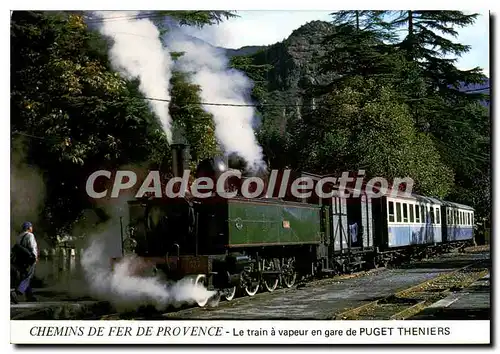 Cartes postales moderne Chemin de Fer de Provence Le Train a vapeur en gare de Puget Theniers locomotive type 230T 1909