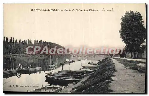 Cartes postales Mantes le Jolie Bords de Seine Les Pecheurs En aval