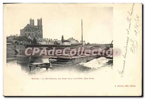 Cartes postales Mantes La Cathedrale vue prise de la Patriere Quai Fayol