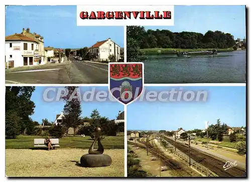 Cartes postales moderne Gargenville (Yvelines) La Seine Le Square La gare