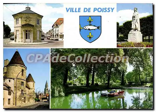 Moderne Karte Ville de Poissy (Yvelines) Couleurs et Lumliere de France L'Octroi Statue de Saint Louis L'Anci