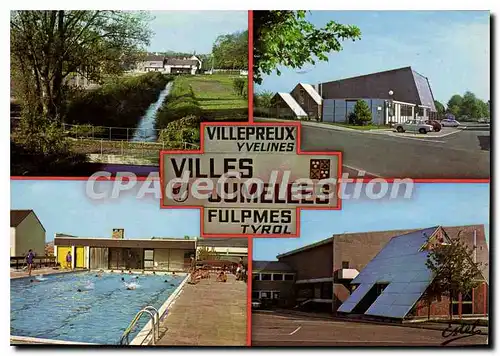 Cartes postales moderne Villepreux (Yvelines) Le val de Gally et la piscine a droite deux vues theatre du Val Gally