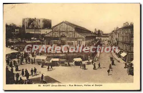 Cartes postales Niort (Deux Sevres) Rue Brisson Halles et Donjon