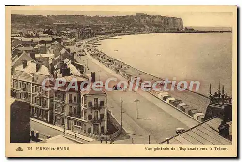 Cartes postales Mers les Bains Vue generale de l'Esplanade vers le Treport
