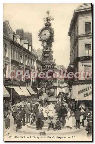 Ansichtskarte AK Amiens L'Horloge et la Rue des Vergeaux