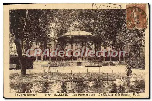 Cartes postales Le Tarn Illustre Mazamet Les Promenades Le Kiosque et le Bassin