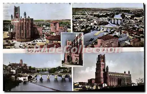 Cartes postales Albi (Tarn) La Basilique Ste Cecile Vue sur le Tarn Portail et Baldaquin Le Pont Vieux La Basili