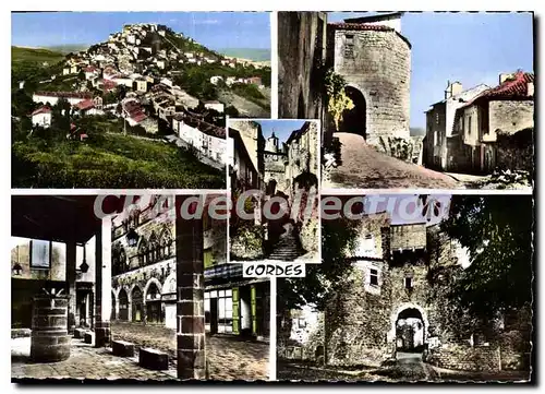 Cartes postales moderne Cordes (Tarn) Vue generale Porte du Vainqueur Escalier Pater Noster Puits de la Halle Porte de