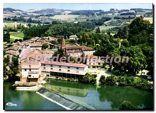 Moderne Karte Tarn-et-Garonne Loubejac (T et Gar) Vue generale aerienne Au premier plan L'Aveyron