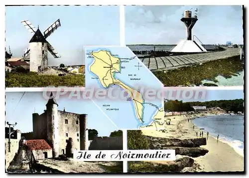 Moderne Karte Ile de Noirmoutier La Gueriniere Moulins d'Amour le Gois ch�teau plage des dames