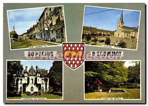 Cartes postales moderne Ecommoy Sarthe rue Gambetta ch�teau du soleil foret de berce �glise